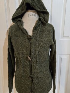 Cambridge Dry Goods Olive Green Hooded Cardigan